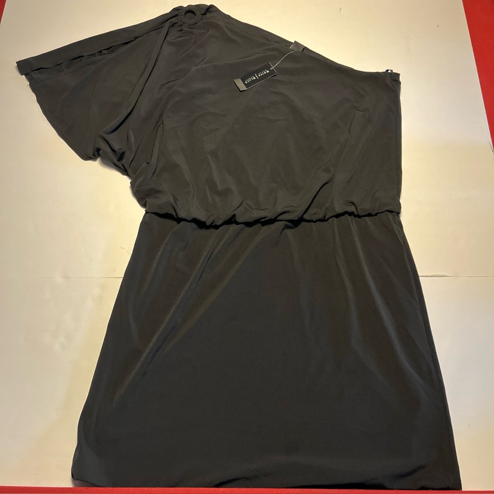 NEW White House Black Market Women's 12 Black One Shoulder Asymmetrical Dress